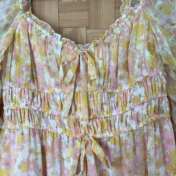 For Love And Lemons Eden Floral Pastel Midi Dress M - Picture 5 of 16